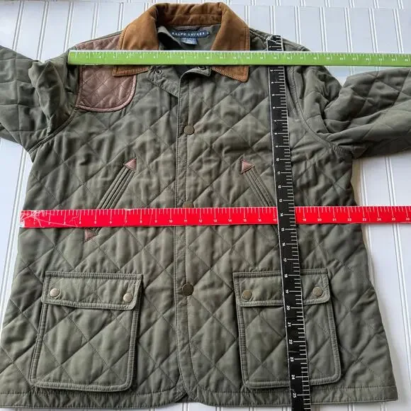 Ralph Lauren Olive Green Men’s Quilted Hunting jacket corduroy collar size L - Picture 12 of 12
